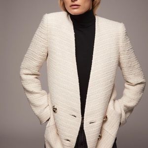 ZARA Textured Double-breasted Coat Size S